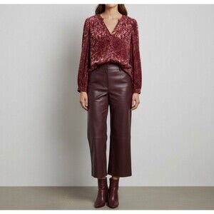 NEW Chicos Velvet Burnout Blouse Red Burgundy Sheer Top Size 3 US 16 Boho Chic